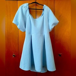 ASOS Design Curve Quilted Puff Sleeve Cutout Ring Back Aline Mini Dress